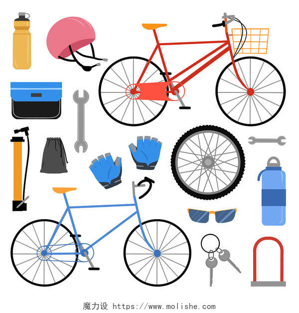 手绘卡通自行车原创插画海报自行车骑自行车